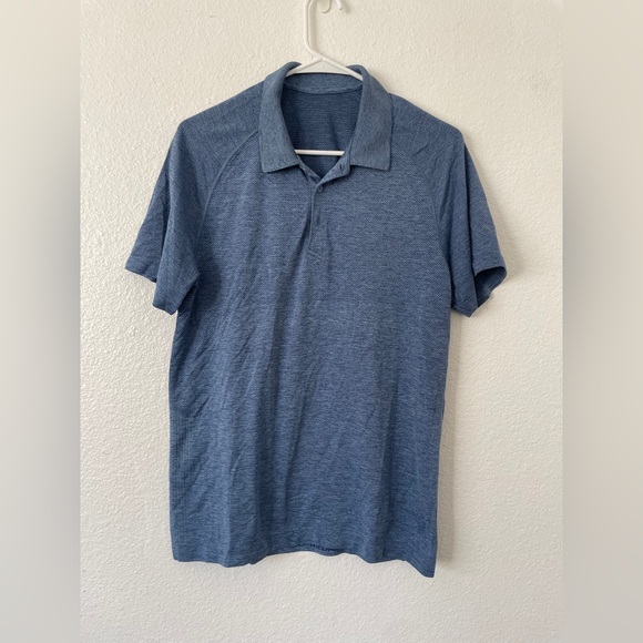 lululemon athletica Other - Lululemon Mens Polo Shirt Heathered Blue Short Sleeve Golf Performance Size M